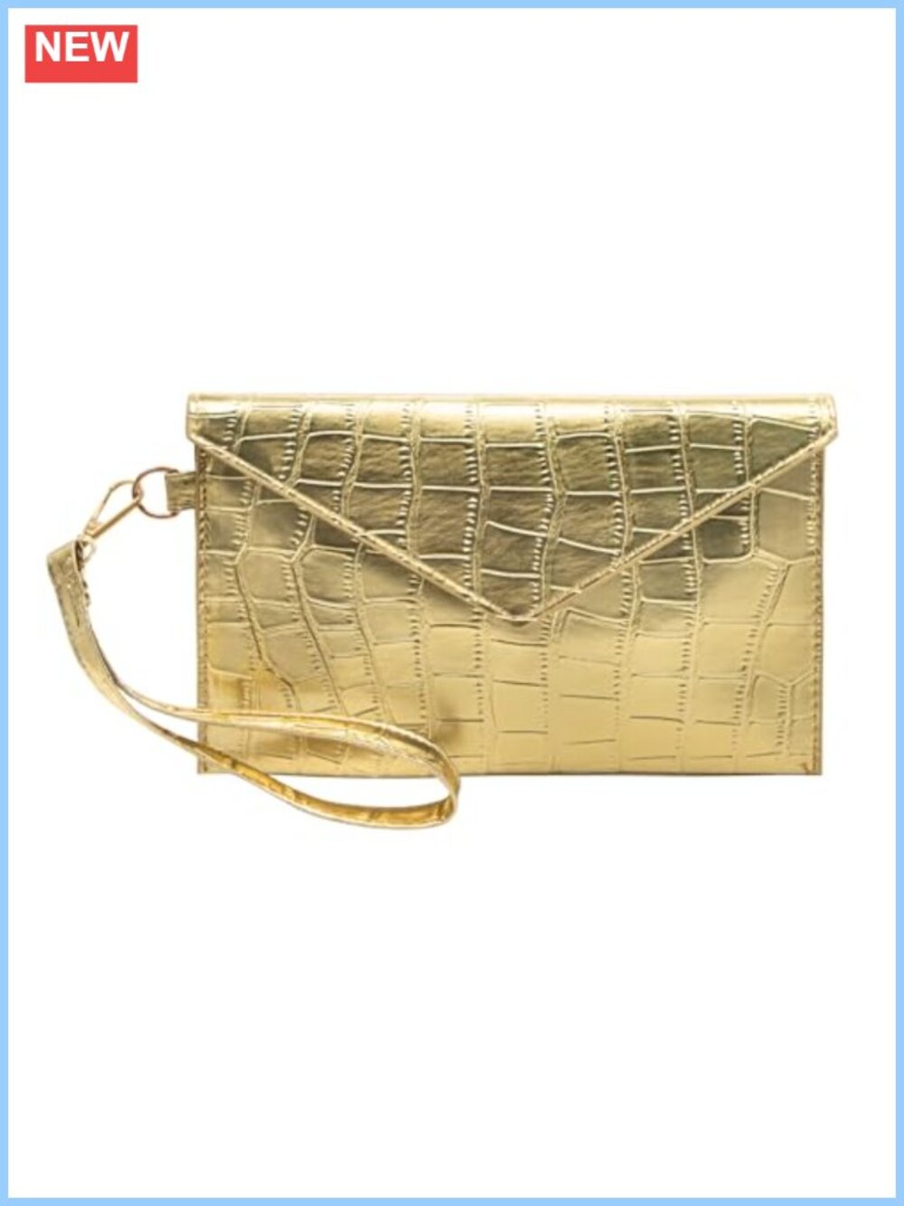 Crocodile Embossed PU Leather Wristlet Clutch Evening Bag for Women
